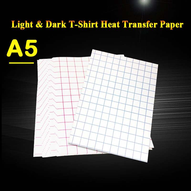 White Toner Transfer Paper - 20 Blatt Inkjet-Wärmeübertragungspapier, A5-Baumwoll-T-Shirt, dunkelschwarzes Transferpapier,